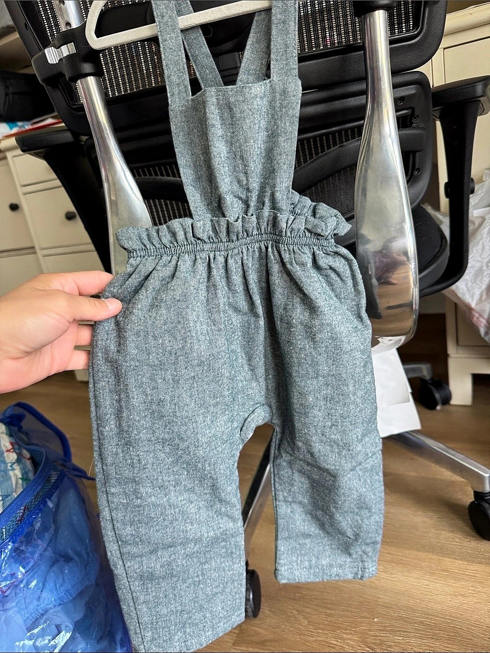 Petit Indi Baby greenish Overall Romper Like New